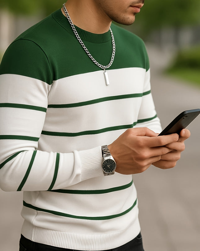 Men's All-Season Knit Sweater - Soft Stretchy Pullover Style