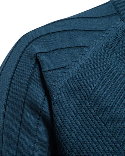 Men's Argyle Zipper Cardigan - Casual Cotton Sweater