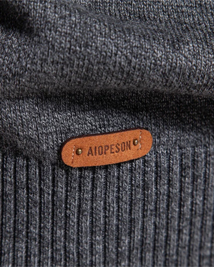 Men's Autumn Cotton Sweater - O Neck Patchwork Design, Warm Pullover