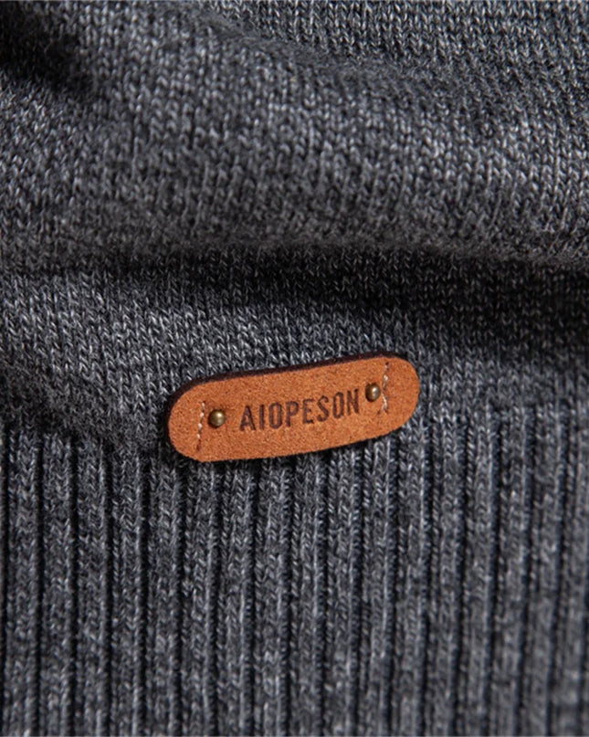 Men's Autumn Cotton Sweater - O Neck Patchwork Design, Warm Pullover