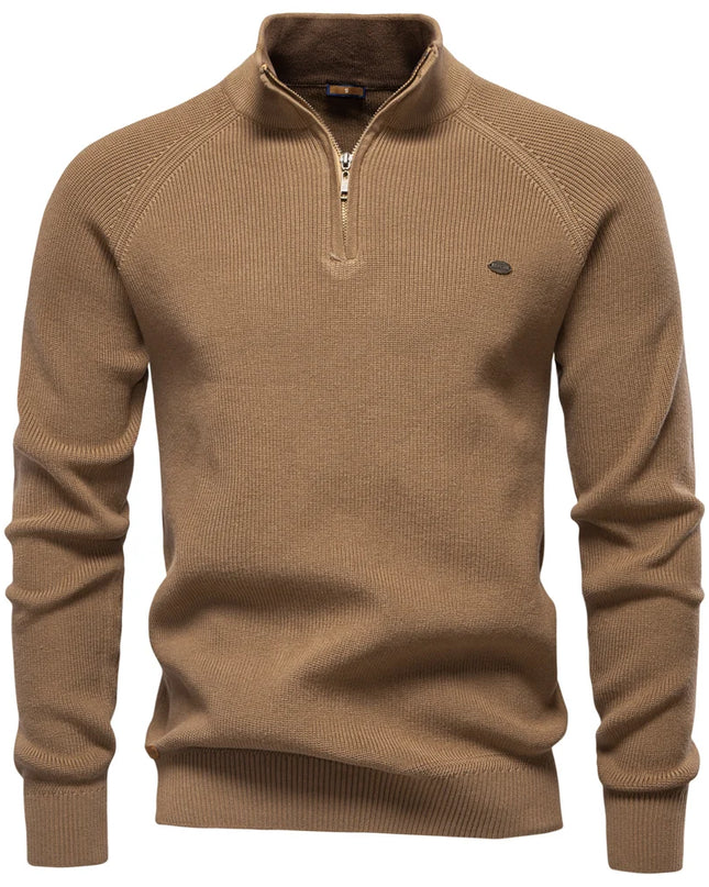 Men's Autumn Cotton Zipper Cardigan - Warm Casual Sweater