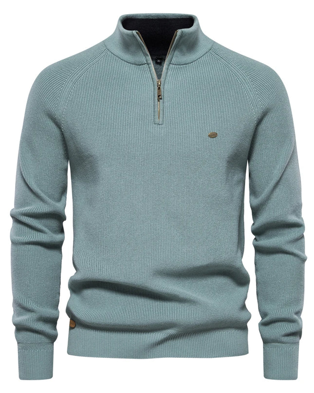 Men's Autumn Cotton Zipper Cardigan - Warm Casual Sweater