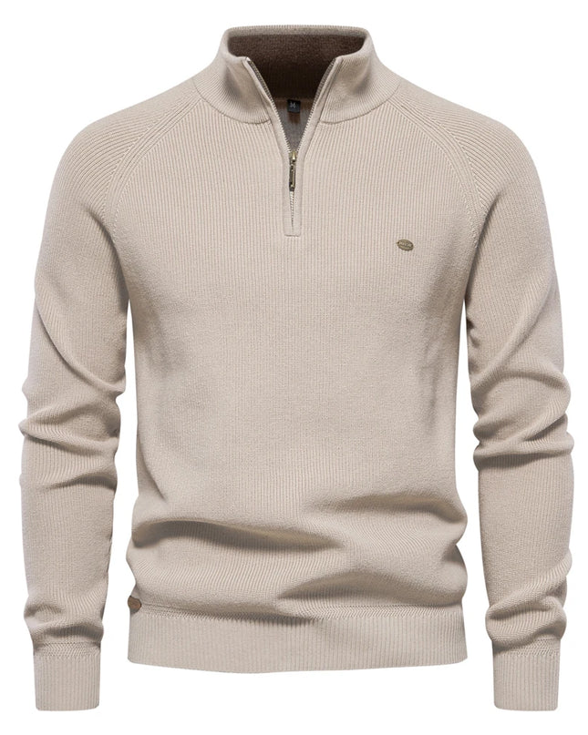 Men's Autumn Cotton Zipper Cardigan - Warm Casual Sweater