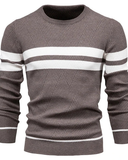 Men's Autumn Pullover Sweater - O-neck Patchwork Casual Fashion