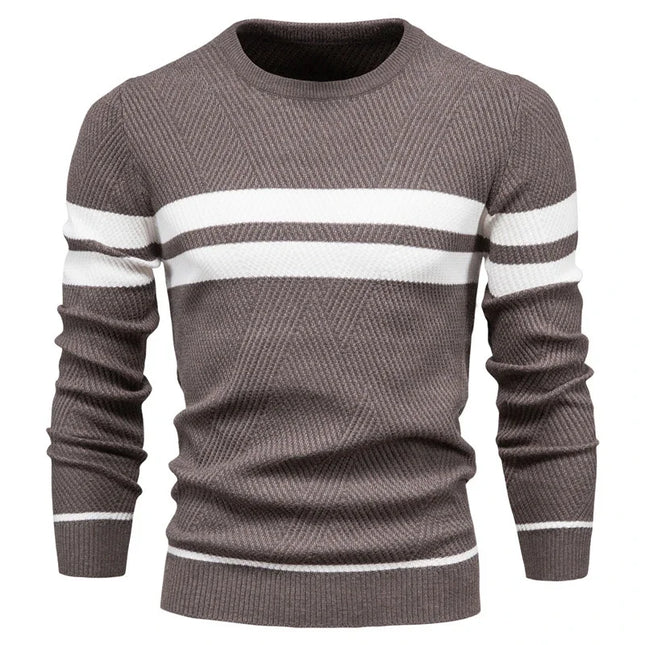 Men's Autumn Pullover Sweater - O-neck Patchwork Casual Fashion