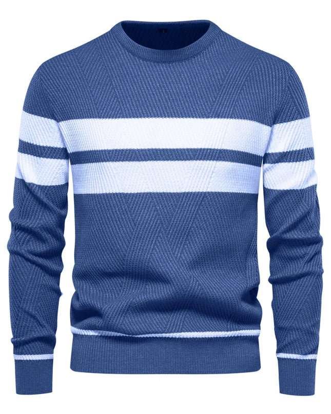 Men's Autumn Pullover Sweater - O-neck Patchwork Casual Fashion