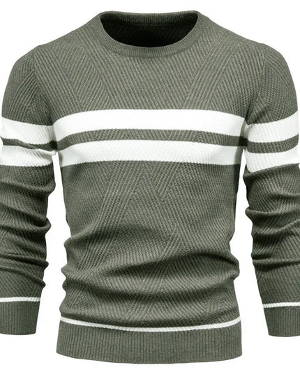 Men's Autumn Pullover Sweater - O-neck Patchwork Casual Fashion