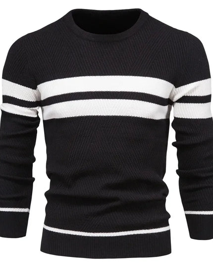 Men's Autumn Pullover Sweater - O-neck Patchwork Casual Fashion