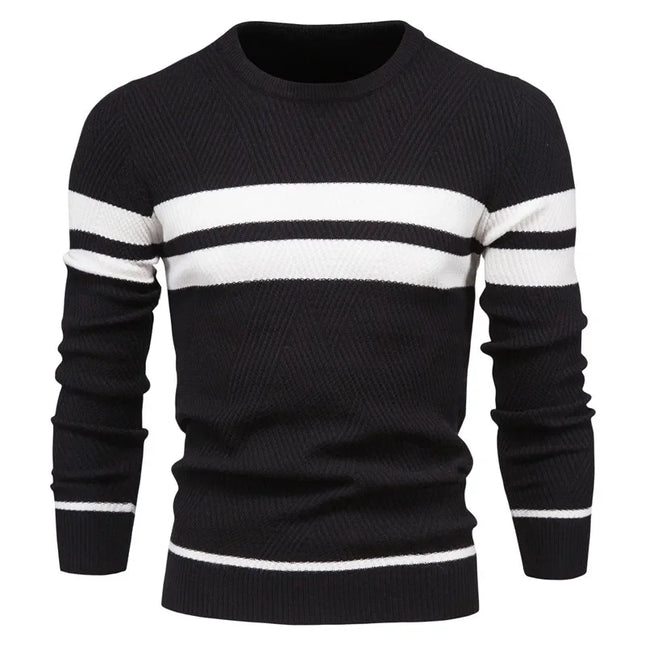 Men's Autumn Pullover Sweater - O-neck Patchwork Casual Fashion