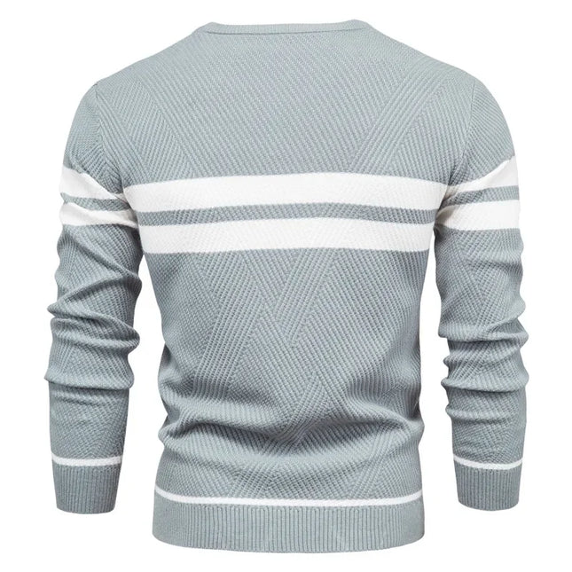 Men's Autumn Pullover Sweater - O-neck Patchwork Casual Fashion