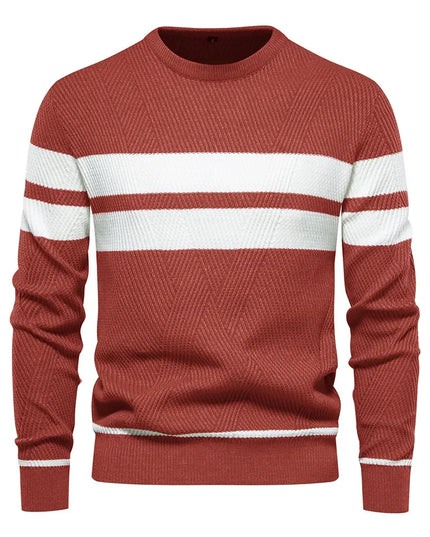 Men's Autumn Pullover Sweater - O-neck Patchwork Casual Fashion