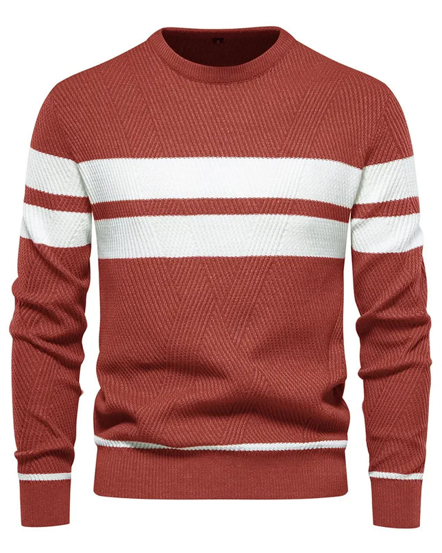 Men's Autumn Pullover Sweater - O-neck Patchwork Casual Fashion