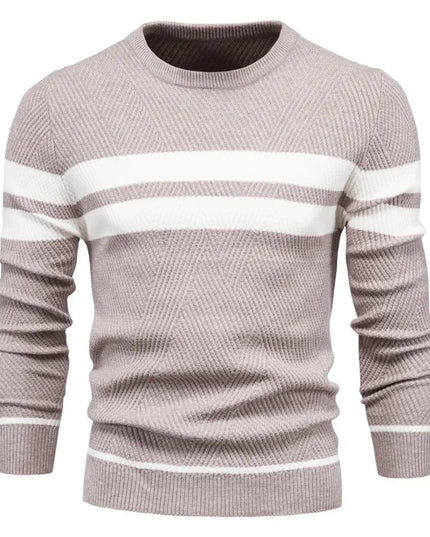 Men's Autumn Pullover Sweater - O-neck Patchwork Casual Fashion