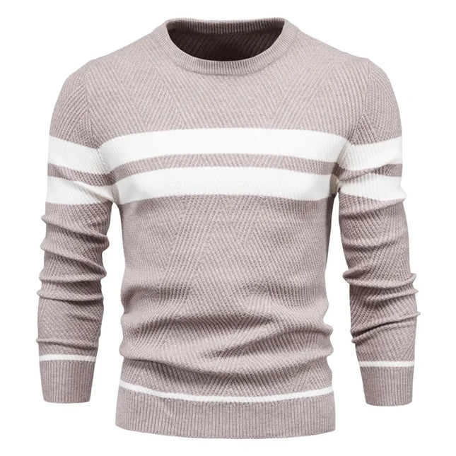 Men's Autumn Pullover Sweater - O-neck Patchwork Casual Fashion