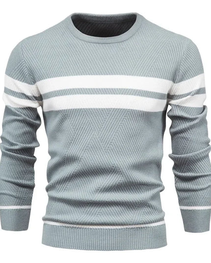 Men's Autumn Pullover Sweater - O-neck Patchwork Casual Fashion