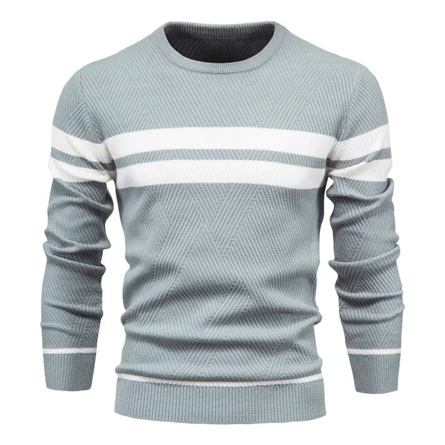 Men's Autumn Pullover Sweater - O-neck Patchwork Casual Fashion
