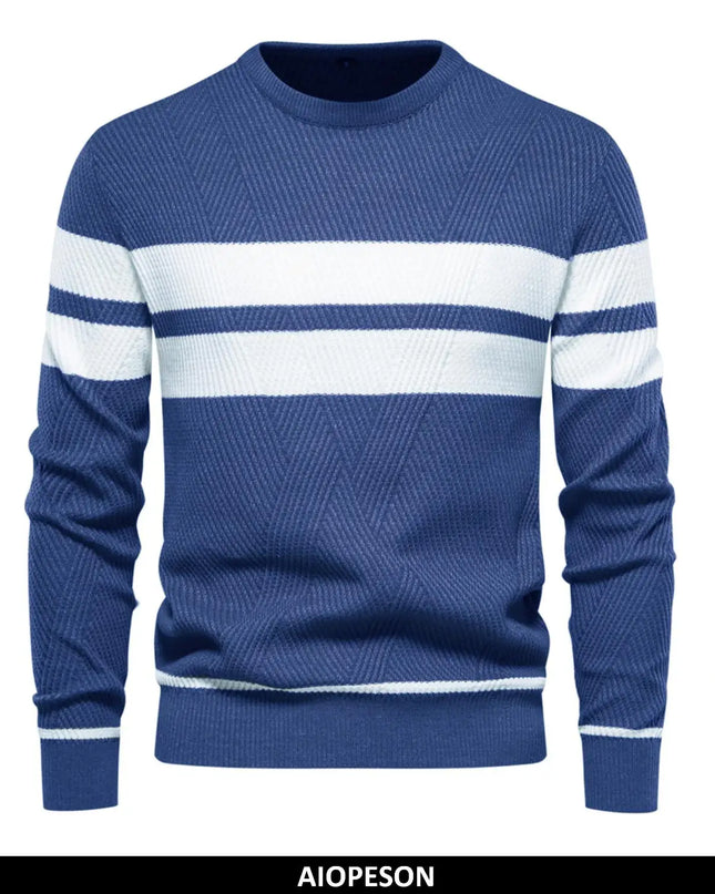 Men's Autumn Pullover Sweater - O-neck Patchwork Casual Fashion