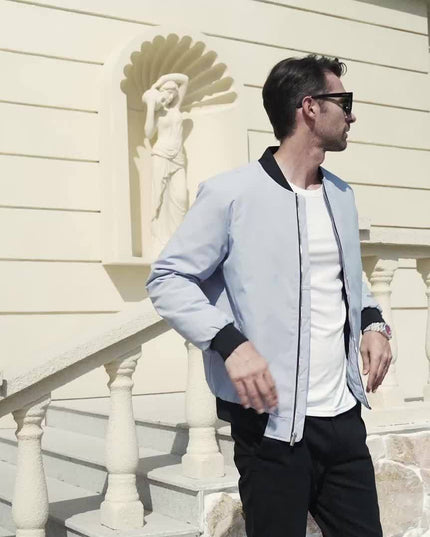 Men's Bomber Jacket - Windproof, Full Zip for Casual Style