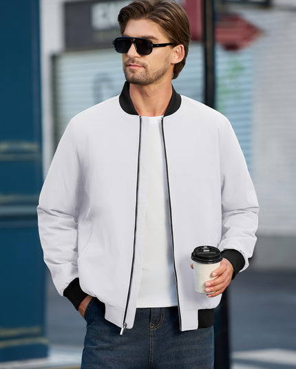 Men's Bomber Jacket - Windproof, Full Zip for Casual Style