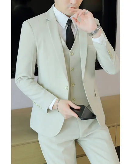Men's Business Casual Suit Set - Blazer, Vest, Pants, Slim Fit
