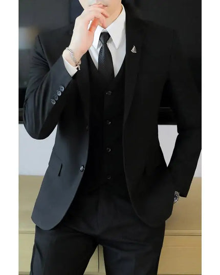 Men's Business Casual Suit Set - Blazer, Vest, Pants, Slim Fit
