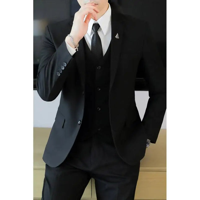 Men's Business Casual Suit Set - Blazer, Vest, Pants, Slim Fit