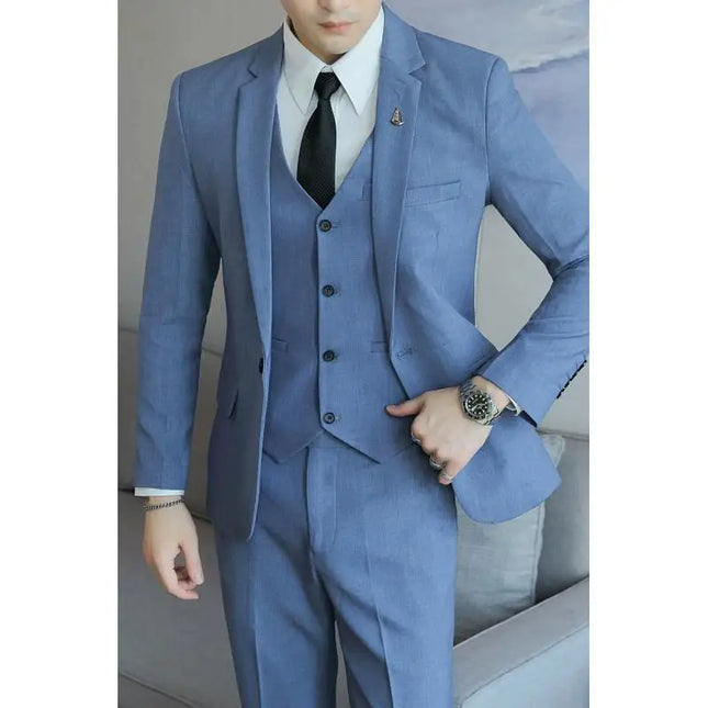 Men's Business Casual Suit Set - Blazer, Vest, Pants, Slim Fit
