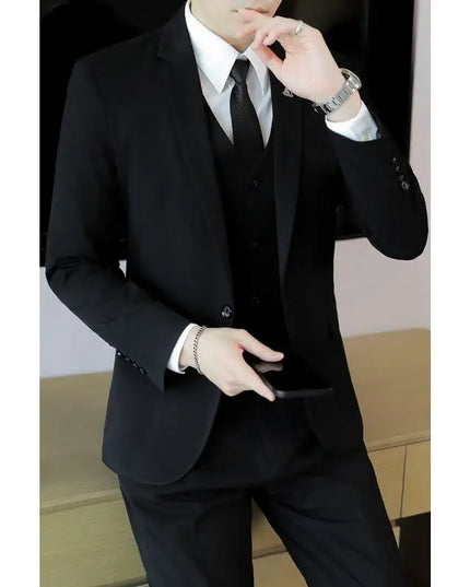 Men's Business Casual Suit Set - Blazer, Vest, Pants, Slim Fit