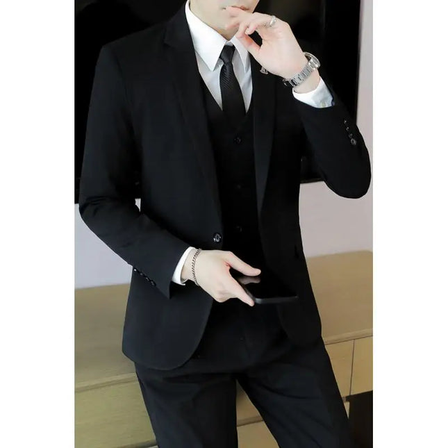 Men's Business Casual Suit Set - Blazer, Vest, Pants, Slim Fit
