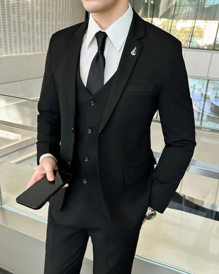 Men's Business Casual Suit Set - Blazer, Vest, Pants, Slim Fit