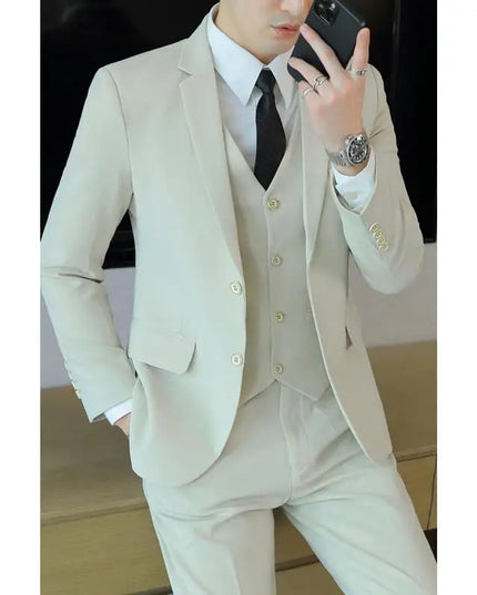 Men's Business Casual Suit Set - Blazer, Vest, Pants, Slim Fit