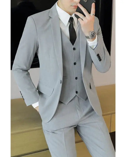 Men's Business Casual Suit Set - Blazer, Vest, Pants, Slim Fit