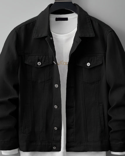 Men's Casual Black Fitted Jacket - Softshell & Versatile Style
