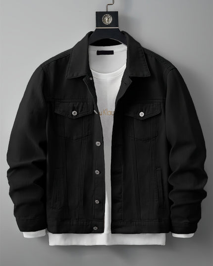 Men's Casual Black Fitted Jacket - Softshell & Versatile Style