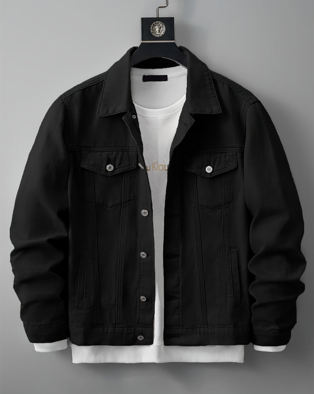 Men's Casual Black Fitted Jacket - Softshell & Versatile Style