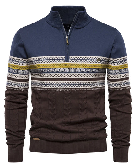 Men's Casual Cotton Sweater - Zipper Puller, Warm Winter Wear