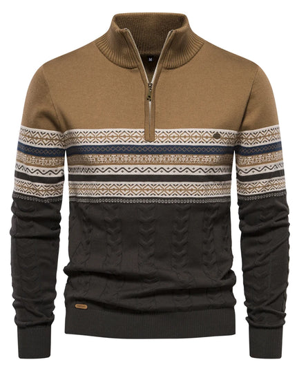 Men's Casual Cotton Sweater - Zipper Puller, Warm Winter Wear