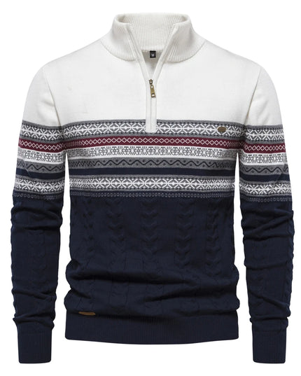 Men's Casual Cotton Sweater - Zipper Puller, Warm Winter Wear