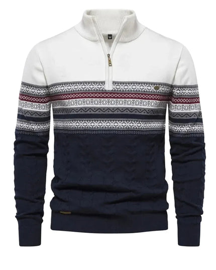 Men's Casual Cotton Sweater - Zipper Puller, Warm Winter Wear