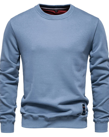 Men's Casual Crew Neck Sweatshirt - Solid Color Pullover