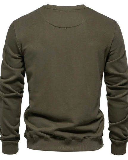 Men's Casual Crew Neck Sweatshirt - Solid Color Pullover