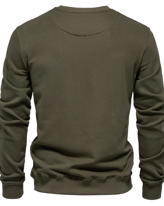 Men's Casual Crew Neck Sweatshirt - Solid Color Pullover