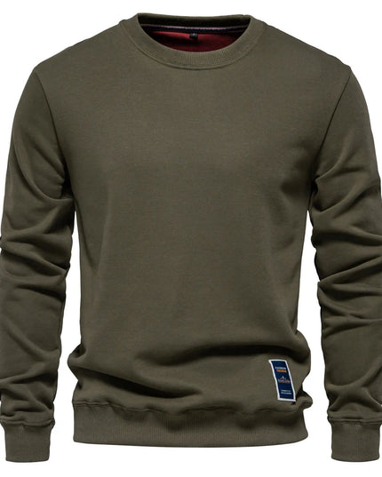 Men's Casual Crew Neck Sweatshirt - Solid Color Pullover