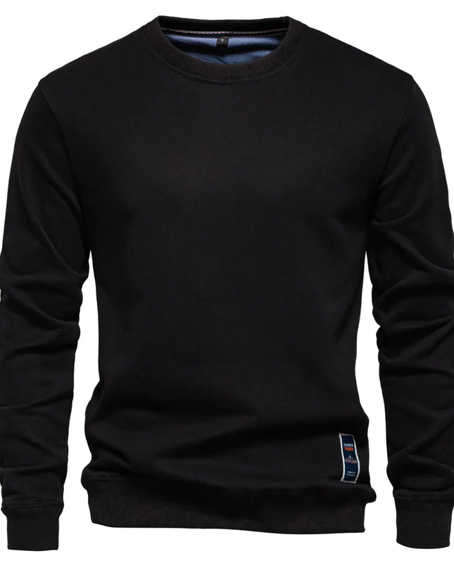 Men's Casual Crew Neck Sweatshirt - Solid Color Pullover