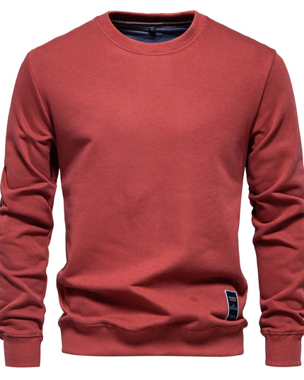 Men's Casual Crew Neck Sweatshirt - Solid Color Pullover