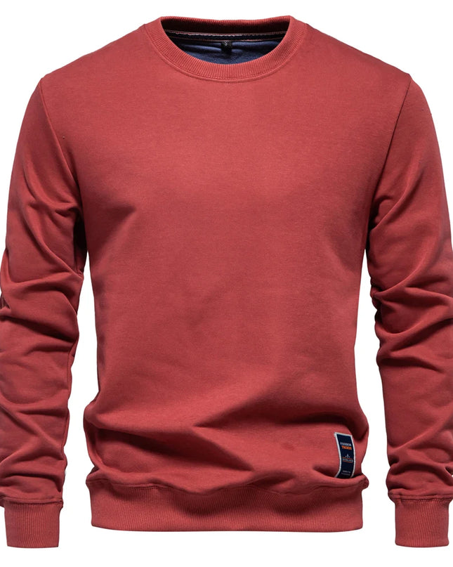 Men's Casual Crew Neck Sweatshirt - Solid Color Pullover