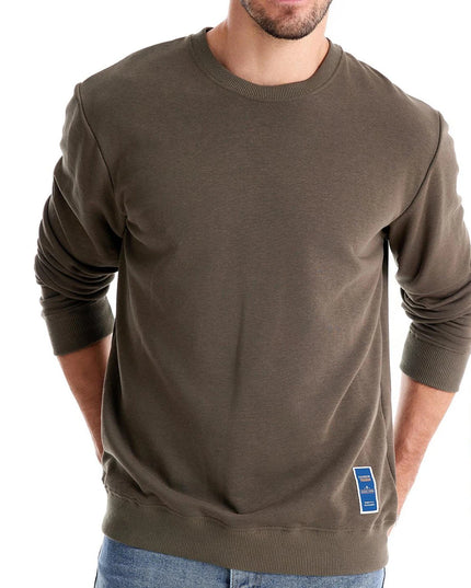 Men's Casual Crew Neck Sweatshirt - Solid Color Pullover