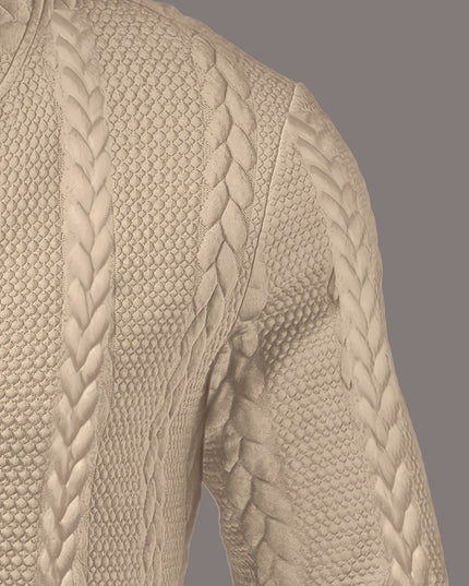 Men's Casual Henley Shirt - Textured Jacquard Long Sleeve Top
