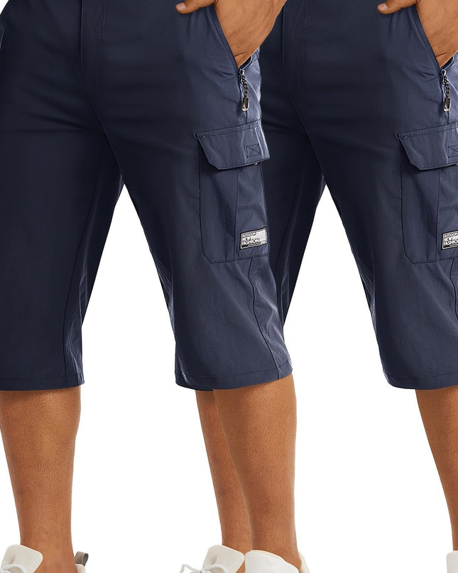 Men's Casual Hiking Shorts - Breathable Nylon, Multi-Pockets