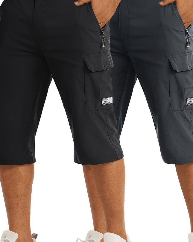 Men's Casual Hiking Shorts - Breathable Nylon, Multi-Pockets